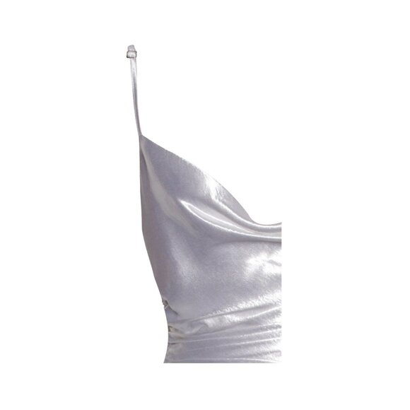 Miss Circle Montego White Satin Side Slit Dress - Picture 14 of 15